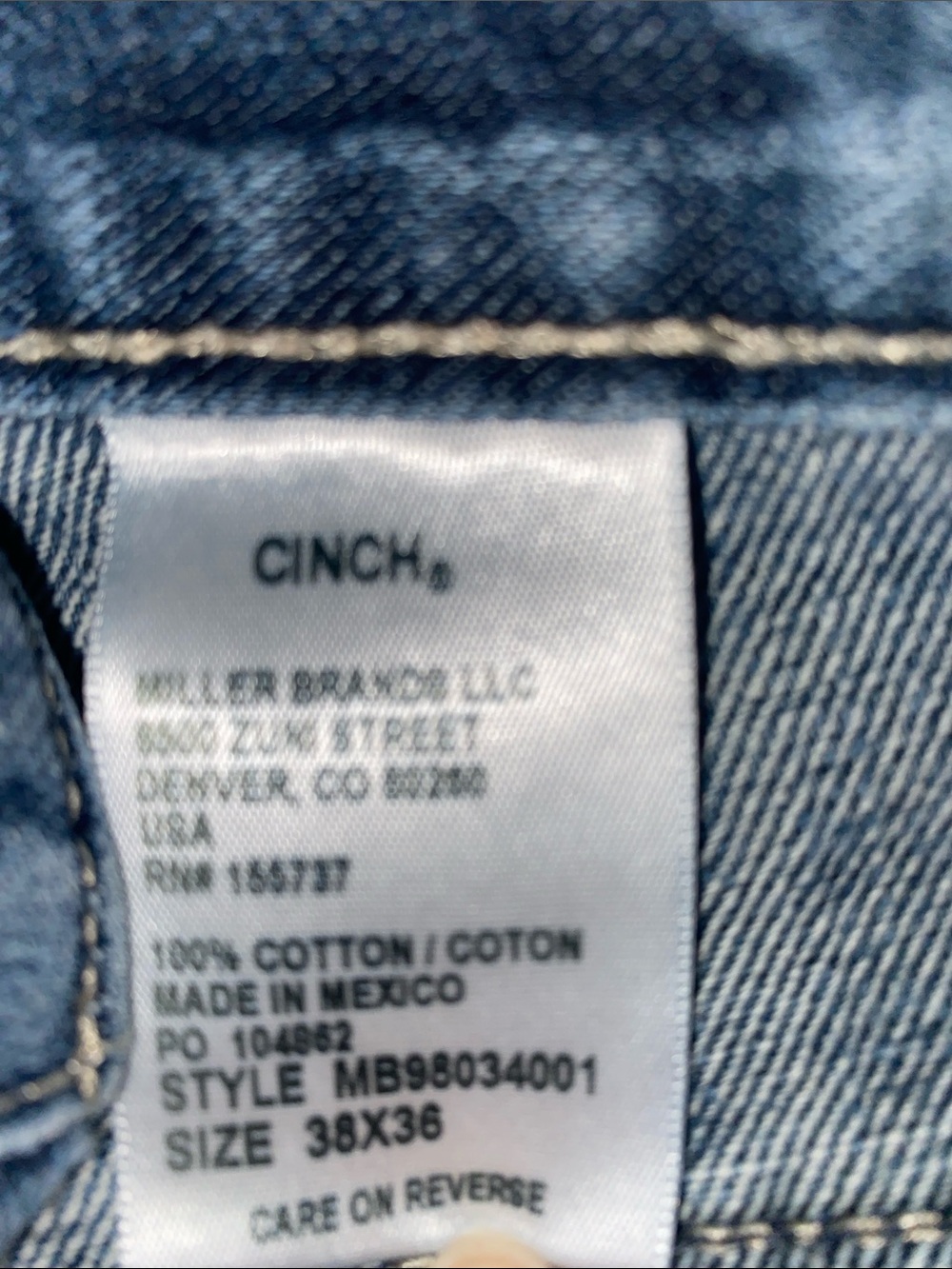 Cinch Silver label Blue Denim Jeans 38x36 - Picture 4 of 5